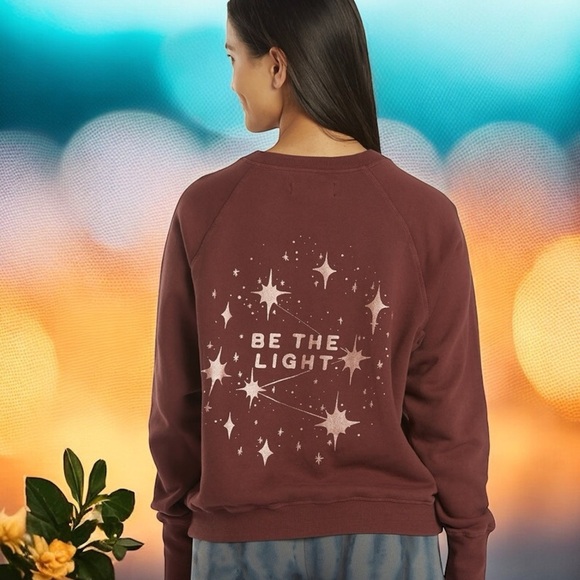 Spiritual Gangster Be The Light Bridget Raglan Pullover Color Washed Wine Size S - Picture 1 of 9